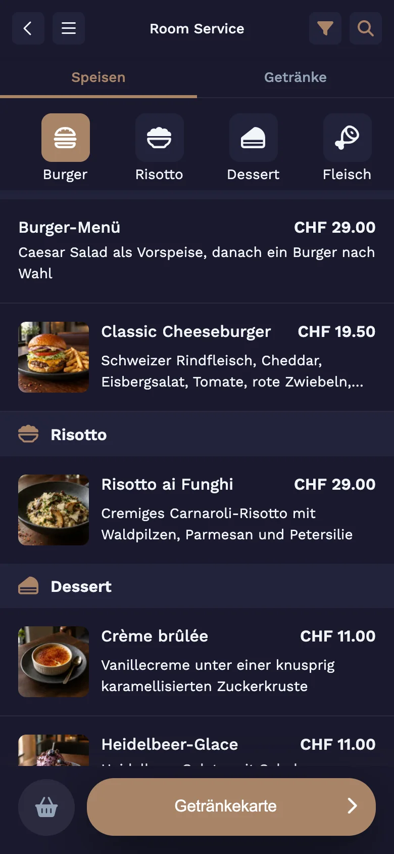 JamOrder im Hotel: Karte für den Zimmerservice