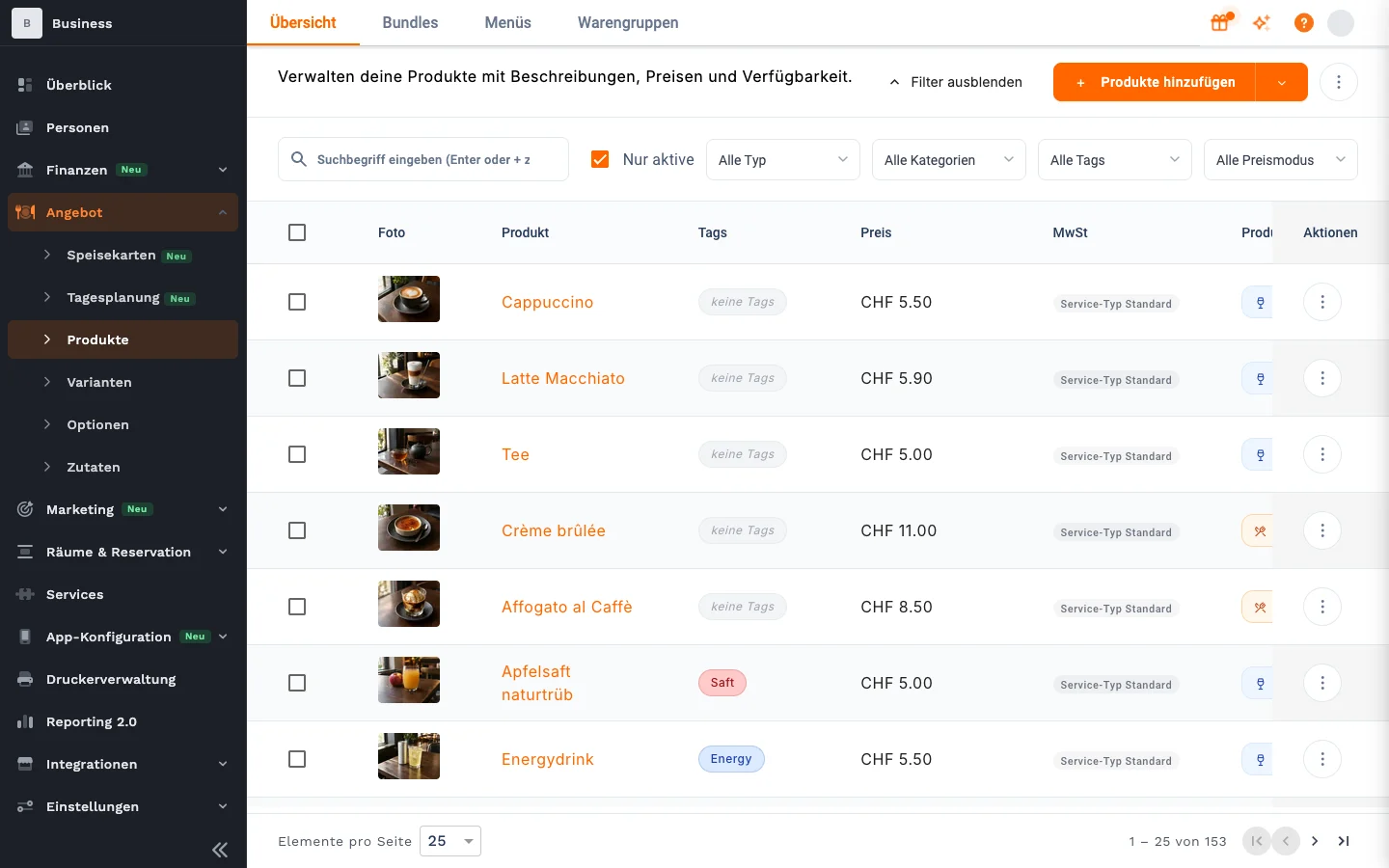 Produktverwaltung in OrderAdmin